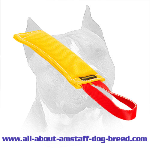 French Linen Amstaff Bite Tag With Nylon Handle