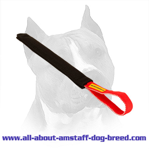 French Linen Bite Tug For Amstaff With Stitched Handle