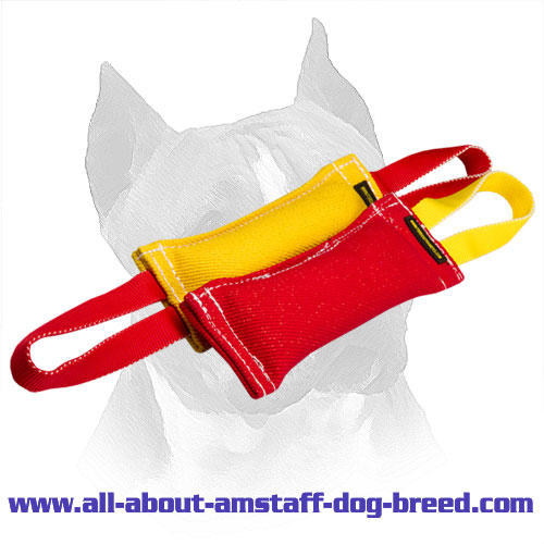 French Linen Bite Tug Set for Amstaff with Stitched Edges