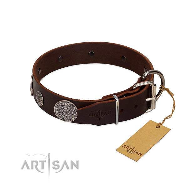 Adjustable genuine leather collar for your lovely canine