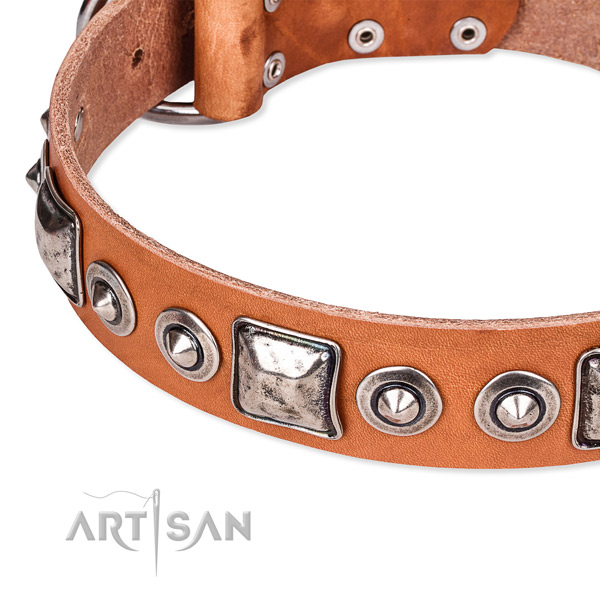 Flexible leather dog collar handmade for your lovely canine