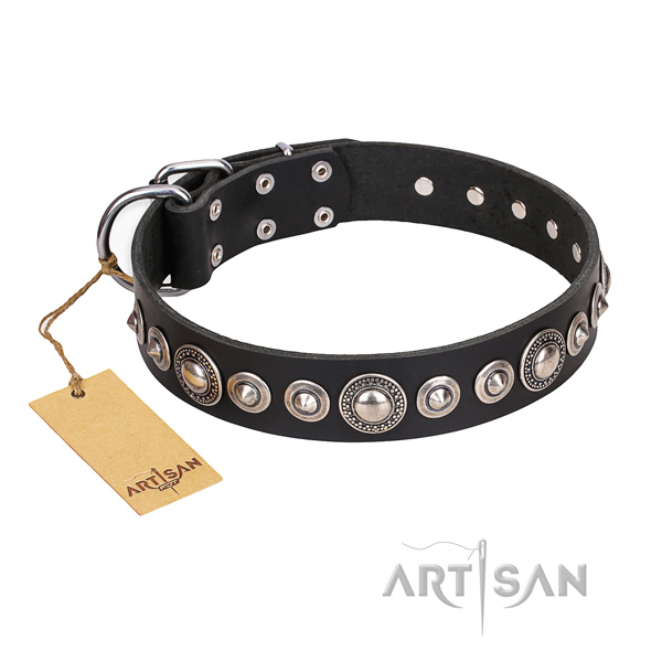 Full grain leather dog collar made of high quality material with reliable buckle