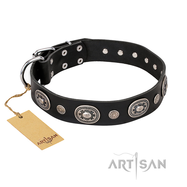 High quality full grain leather collar made for your four-legged friend