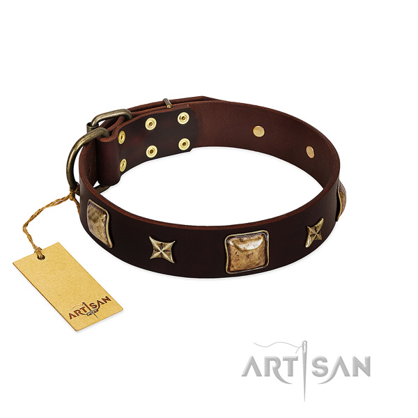Adjustable full grain leather collar for your canine