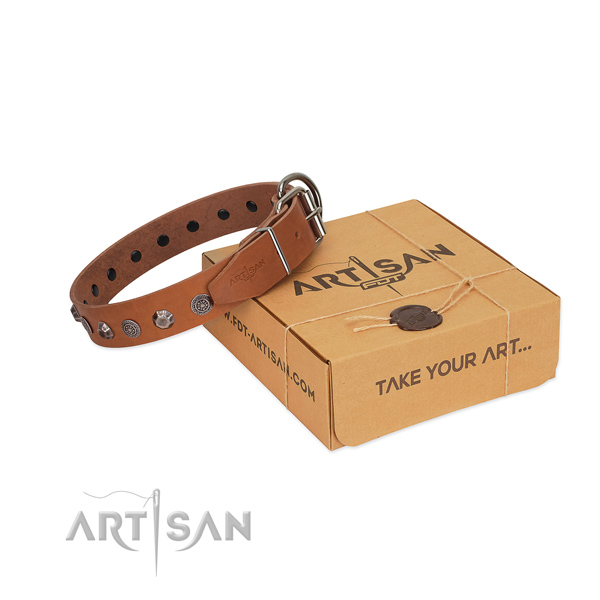 Full grain leather dog collar of best quality material with stunning decorations