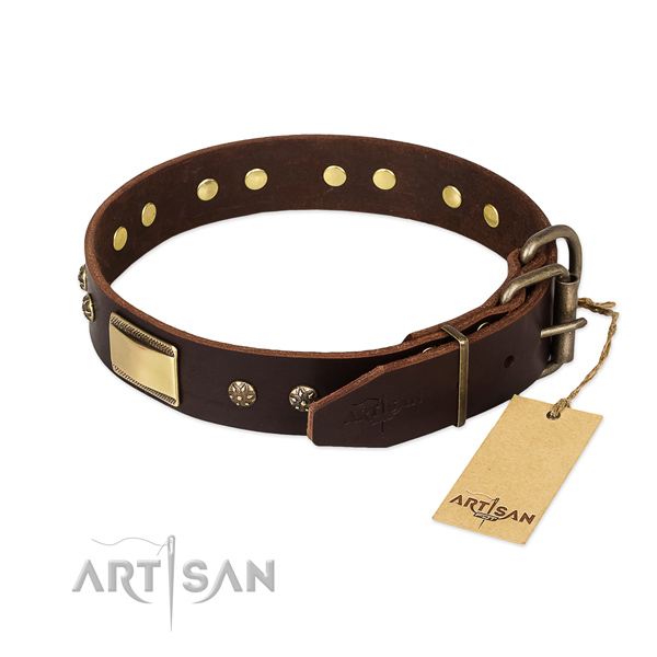 Top notch full grain natural leather collar for your canine