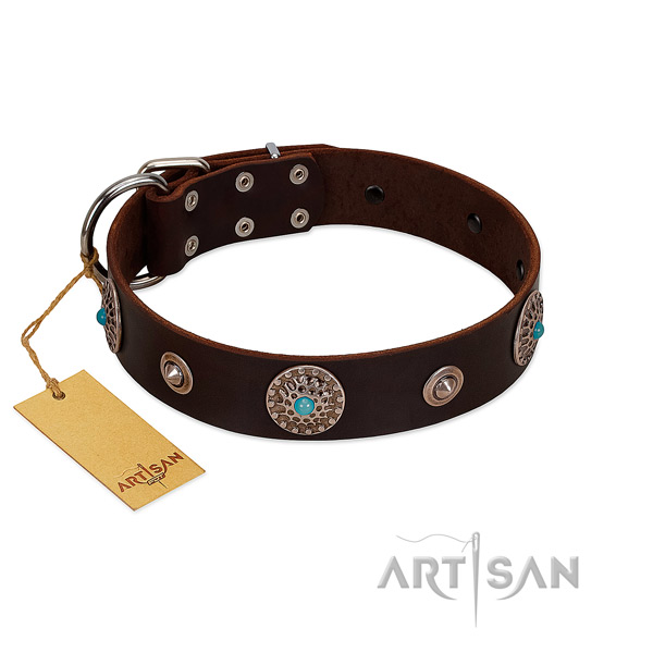 Gentle to touch full grain genuine leather dog collar made for your pet