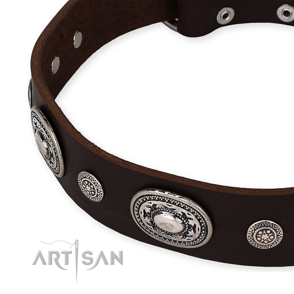 Top rate full grain genuine leather dog collar made for your beautiful pet