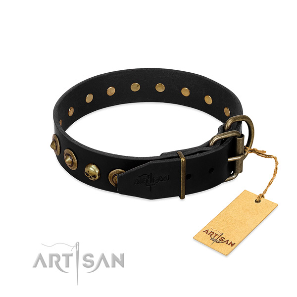 Full grain natural leather collar with stylish studs for your doggie