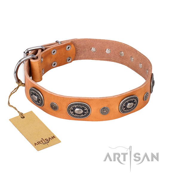 Quality full grain genuine leather collar handmade for your pet