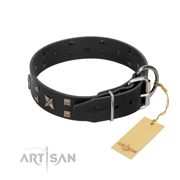 Best quality full grain genuine leather dog collar for your handsome canine