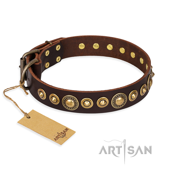Quality leather collar made for your four-legged friend