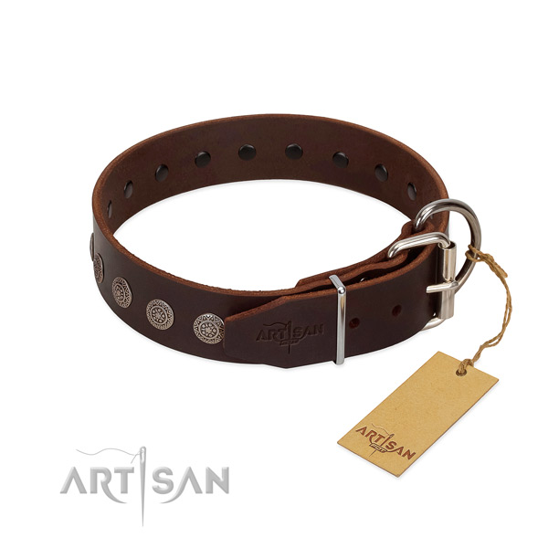 Fashionable genuine leather collar for your pet