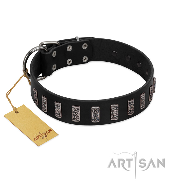 Best quality leather dog collar with corrosion resistant buckle