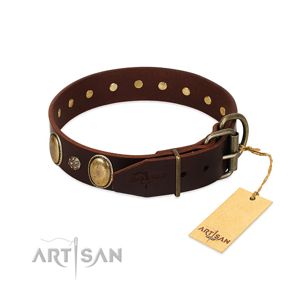Comfortable wearing high quality genuine leather dog collar