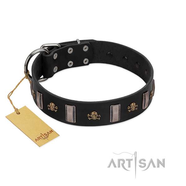 Soft to touch leather dog collar for your impressive doggie