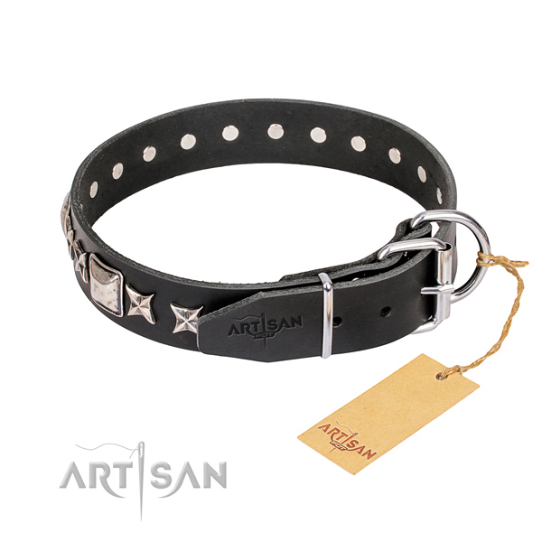 Finest quality studded dog collar of leather