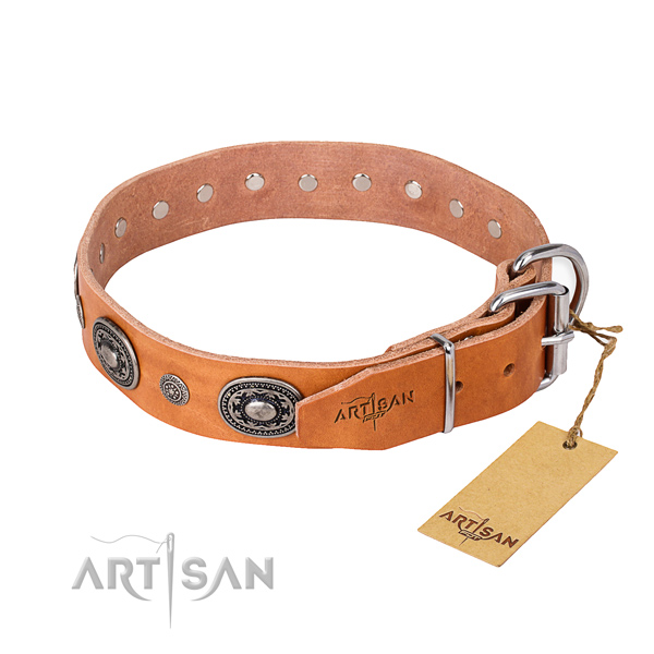 Top rate genuine leather dog collar made for everyday use