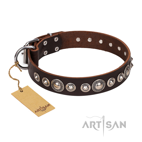 High quality studded dog collar of full grain genuine leather