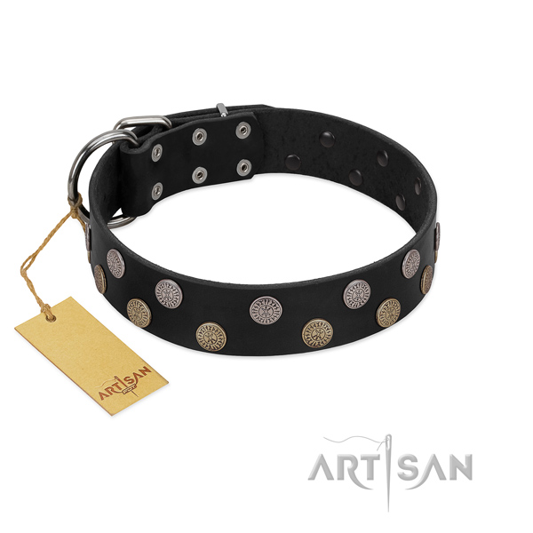 Stylish design genuine leather collar for stylish walking your doggie