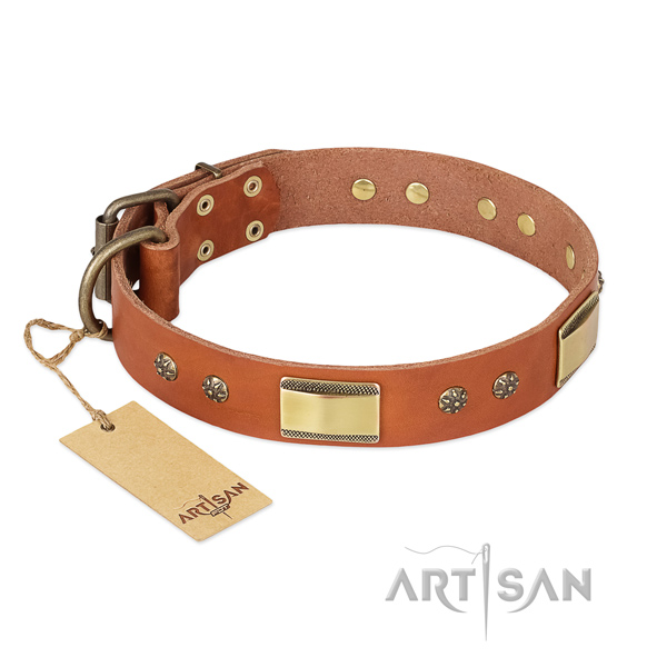 Stylish design genuine leather collar for your pet