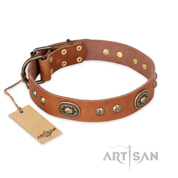Inimitable full grain leather dog collar for fancy walking
