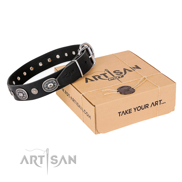 Flexible leather dog collar created for handy use