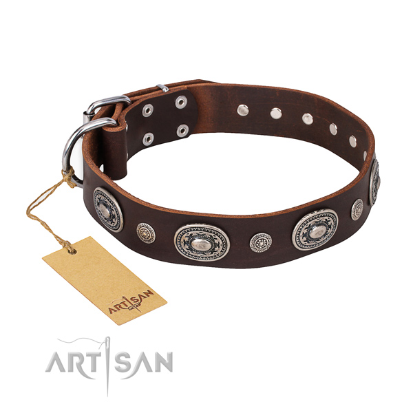 Soft to touch genuine leather collar crafted for your four-legged friend